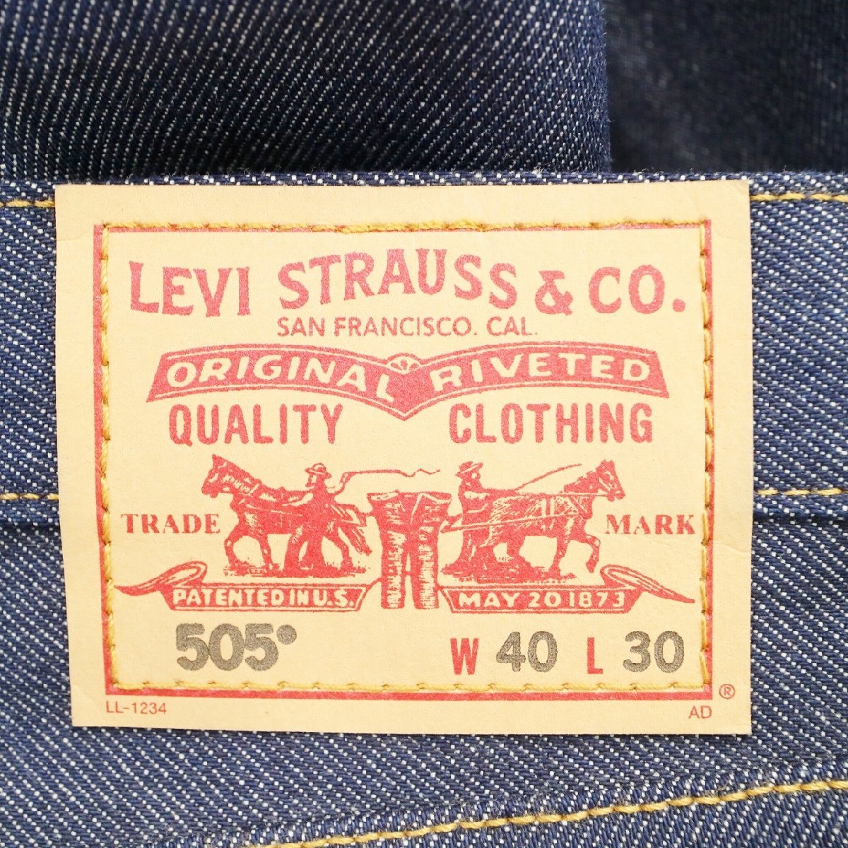 フラッシャー付き新品 Levi's リーバイス 505 テーパード デニム パンツ 大きいサイズ ブルー ( メンズ 40×30 ) 中古 古着 N1505_画像8