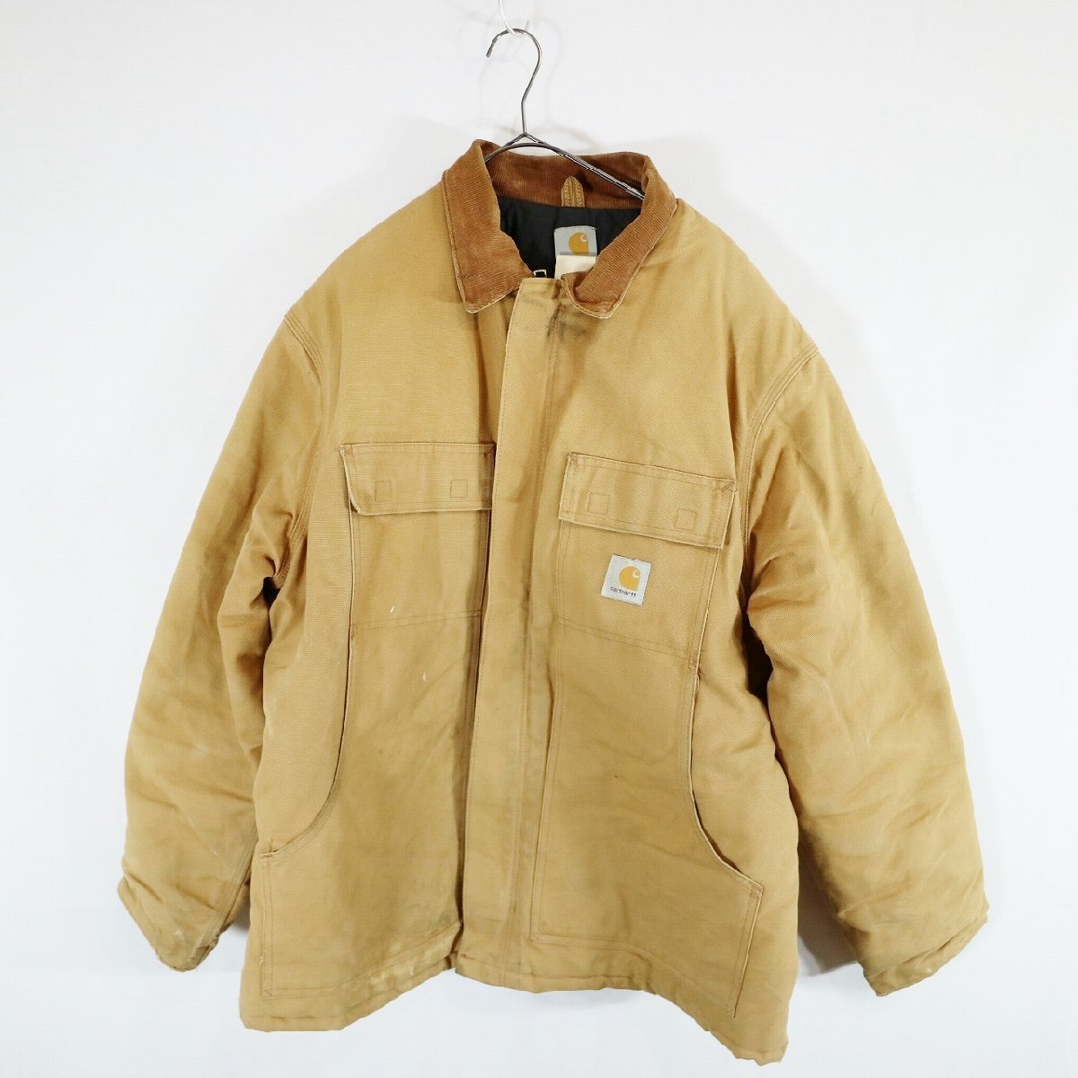 Carhartt カーハート ダック地 トラディショナルコート アメカジ ワークウェア 防寒 ベージュ ( メンズ M相当 ) 中古 古着 N1755_画像1