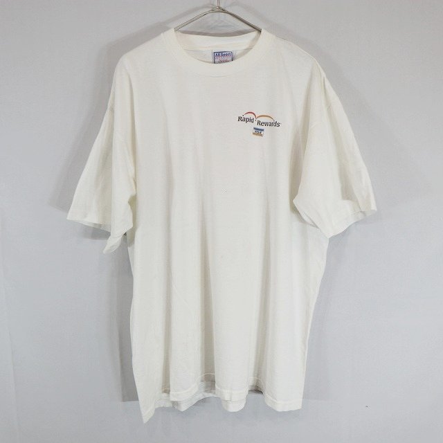 90s USA製 All Sport 半袖 企業Tシャツ VISA ワンポイントロゴ シンプル ホワイト ( メンズ XL ) 中古 古着 M9747