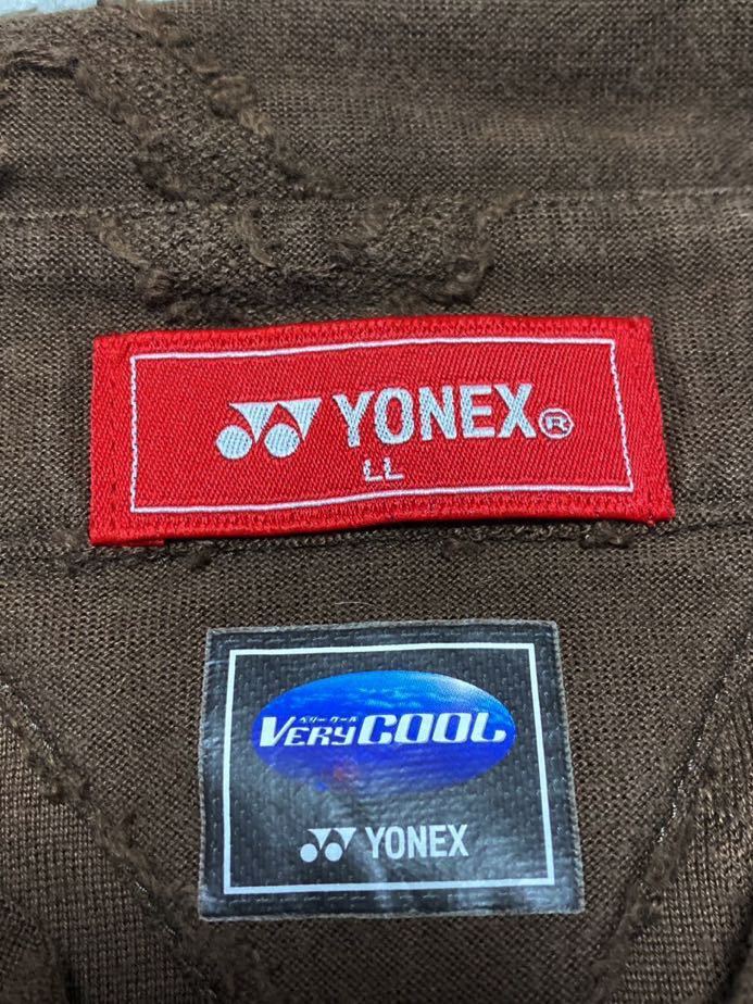 6B【着少】YONEX ヨネックス GOLF ゴルフ LL 茶 ブラウン 半袖シャツ very cool MADE IN JAPAN 日本製 格安_画像10