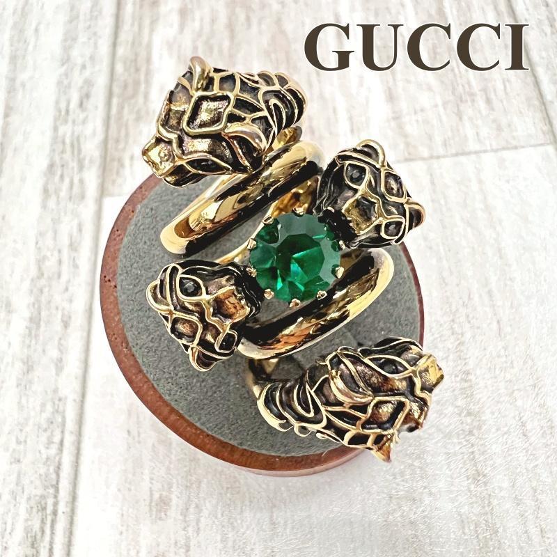 グッチ GUCCI リング 指輪 タイガーヘッド ダブルラップリング