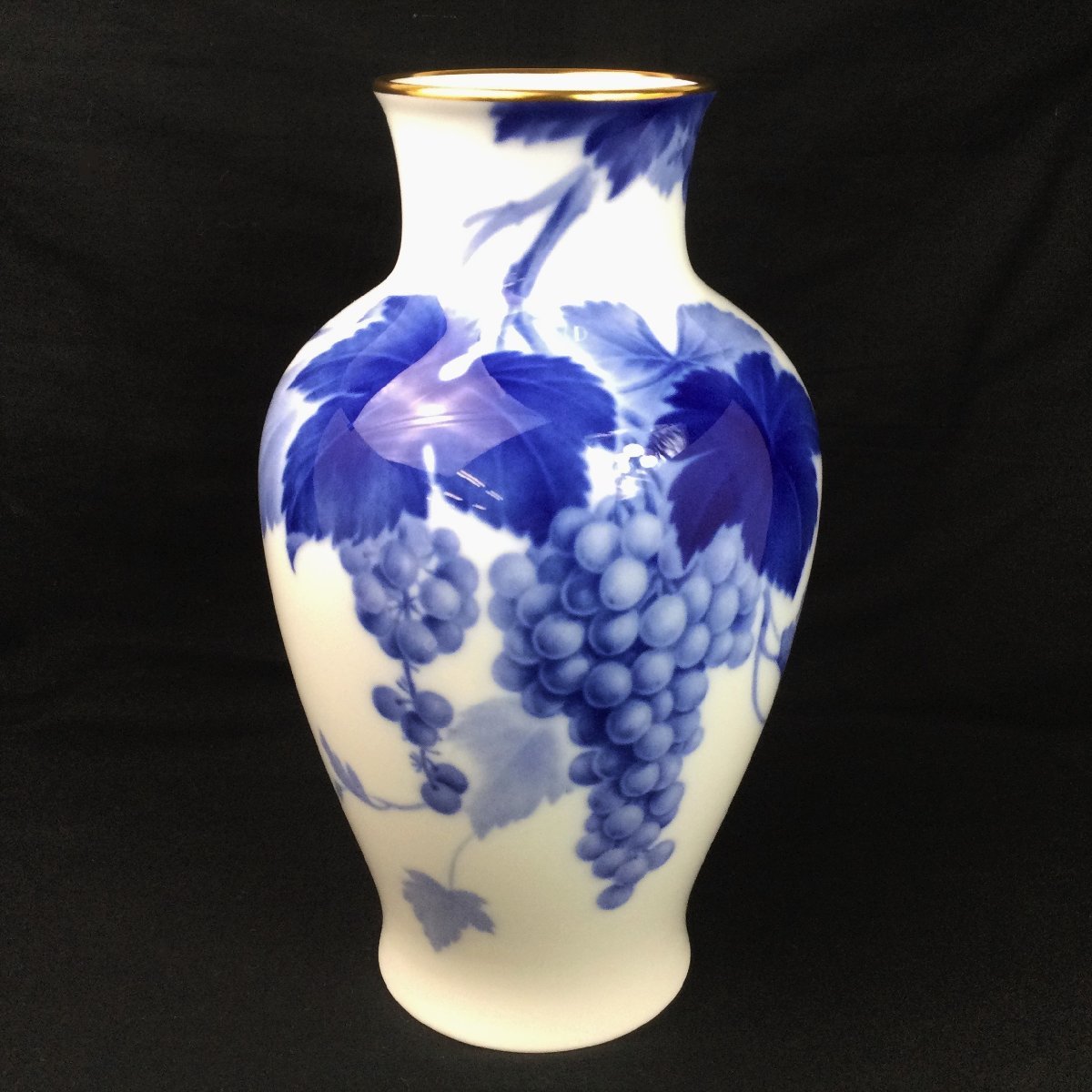 1106 大倉陶園 OKURA 葡萄 花瓶 全高27.5cm 陶器 フラワーベース 花器 