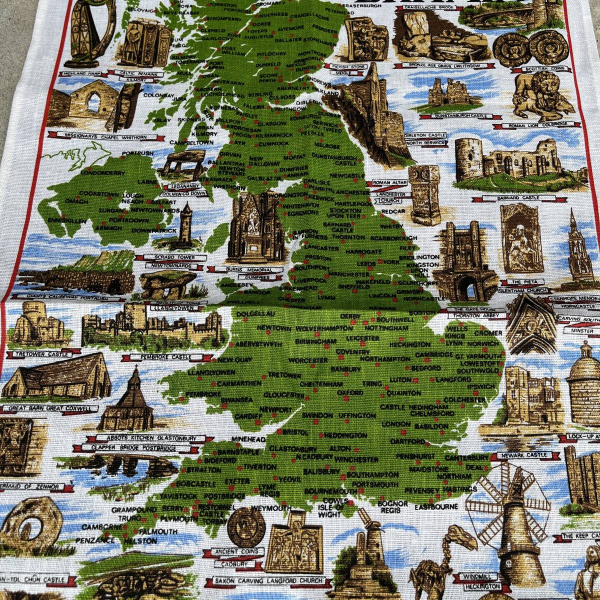ビンテージ　アイルランド製　ULSTER　アイリッシュリネン　布　地図　マップ　イギリス　タペストリー　230619_画像3