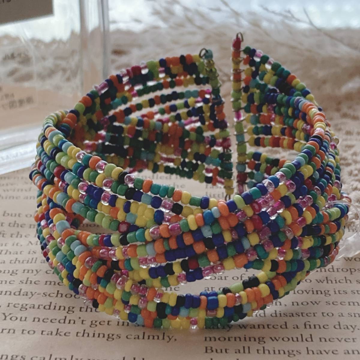  wire bracele beads bangle multicolor colorful pop *vintage jewelry accessories A195
