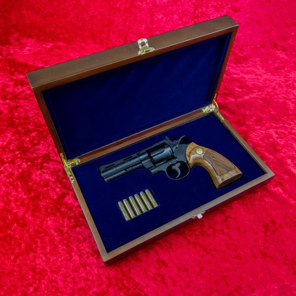 Colt パイソン(4inch)専用 高級木製化粧箱 (GUNケース) コレクションボックス (BlueModel)