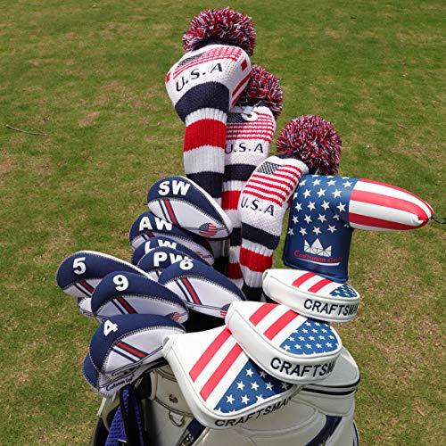 Craftsman Golf Stars and Stripes USAアメリカスクエアヒールShafted Malletパターカバーヘッドカバーfor_画像6