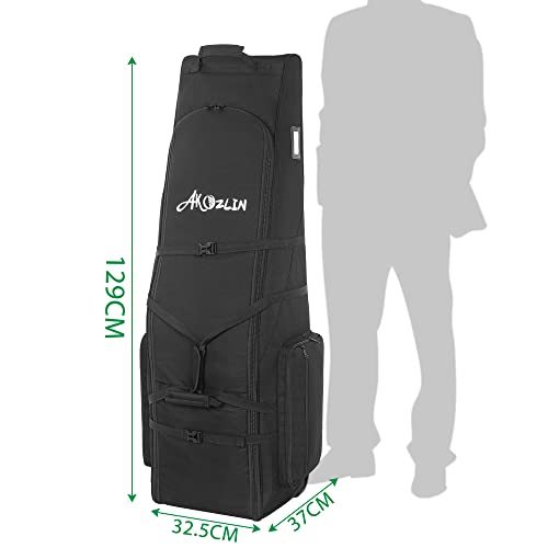 AKOZLIN ゴルフバッグ カバー 収納保管 キャスター付き 高密度900Dオックスフォード布 9.5型 / 48インチまで対応 ゴルフ用トラベルカバー_画像3