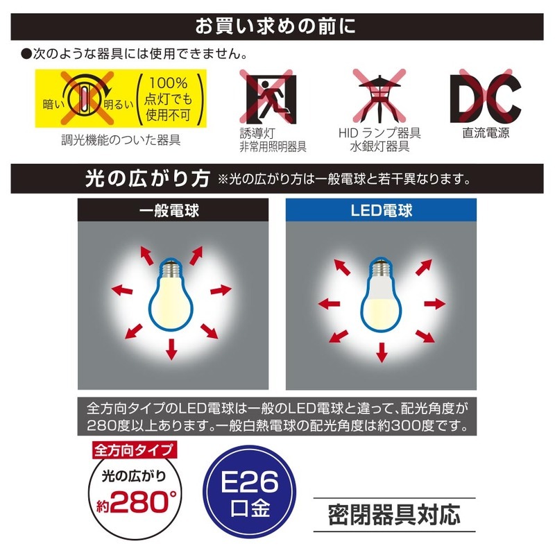 LED電球 E26 60形相当 昼白色 2個入｜LDA8N-G AG6 2P 06-5521 オーム電機_画像4