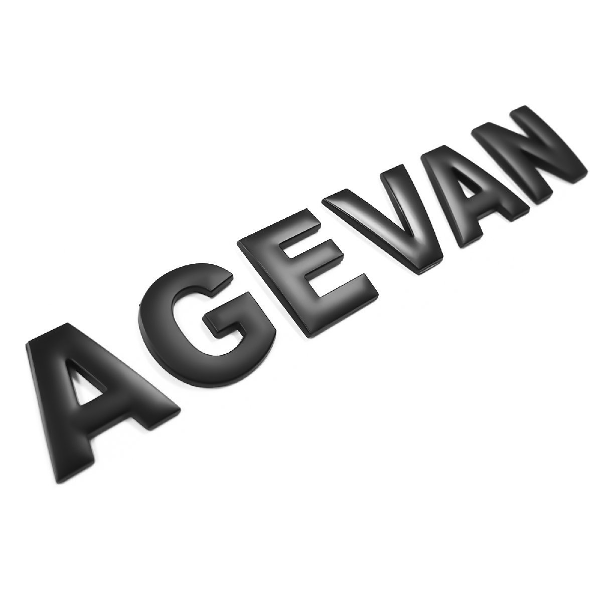 3D アルファベット エンブレム AGEVAN アゲバン ロゴ マットブラック 金属製 ステッカー フォント デカール 外装_画像1