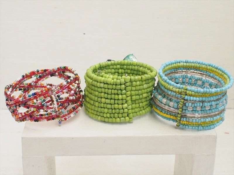  Asian miscellaneous goods * used * beads. bangle 3 piece set * bracele Nankoku resort beach accessory 