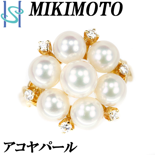 ミキモト アコヤパール リング 4.9-5.7mm ダイヤモンド K18YG ブランド MIKIMOTO 送料無料 美品  SH90820のサムネイル