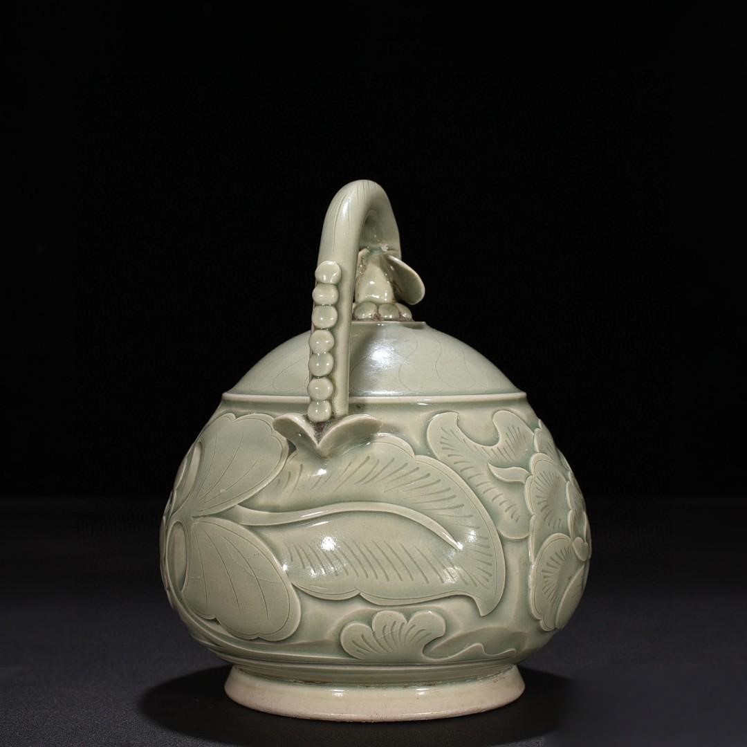 五代十国 耀州窯 牡丹紋古磁壺 | www.bradeafrica.com