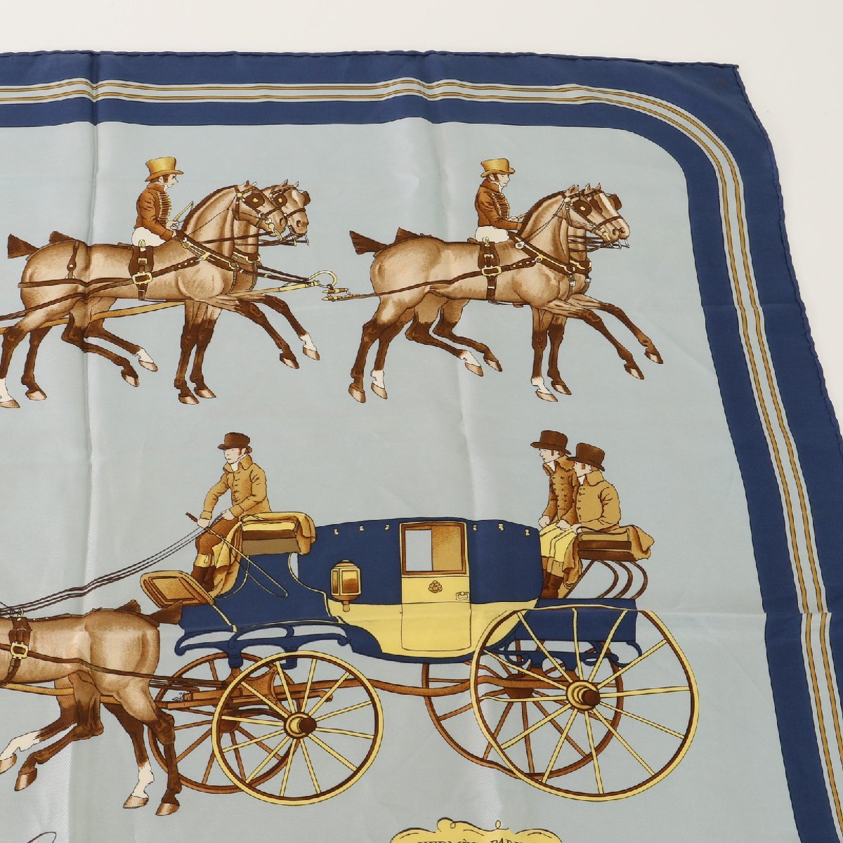 1円 エルメス タグ付 カレ 90 COACH&SADDLE 馬車 柄 スカーフ シルク