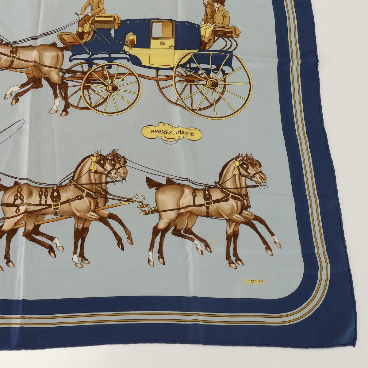1円 エルメス タグ付 カレ 90 COACH&SADDLE 馬車 柄 スカーフ シルク