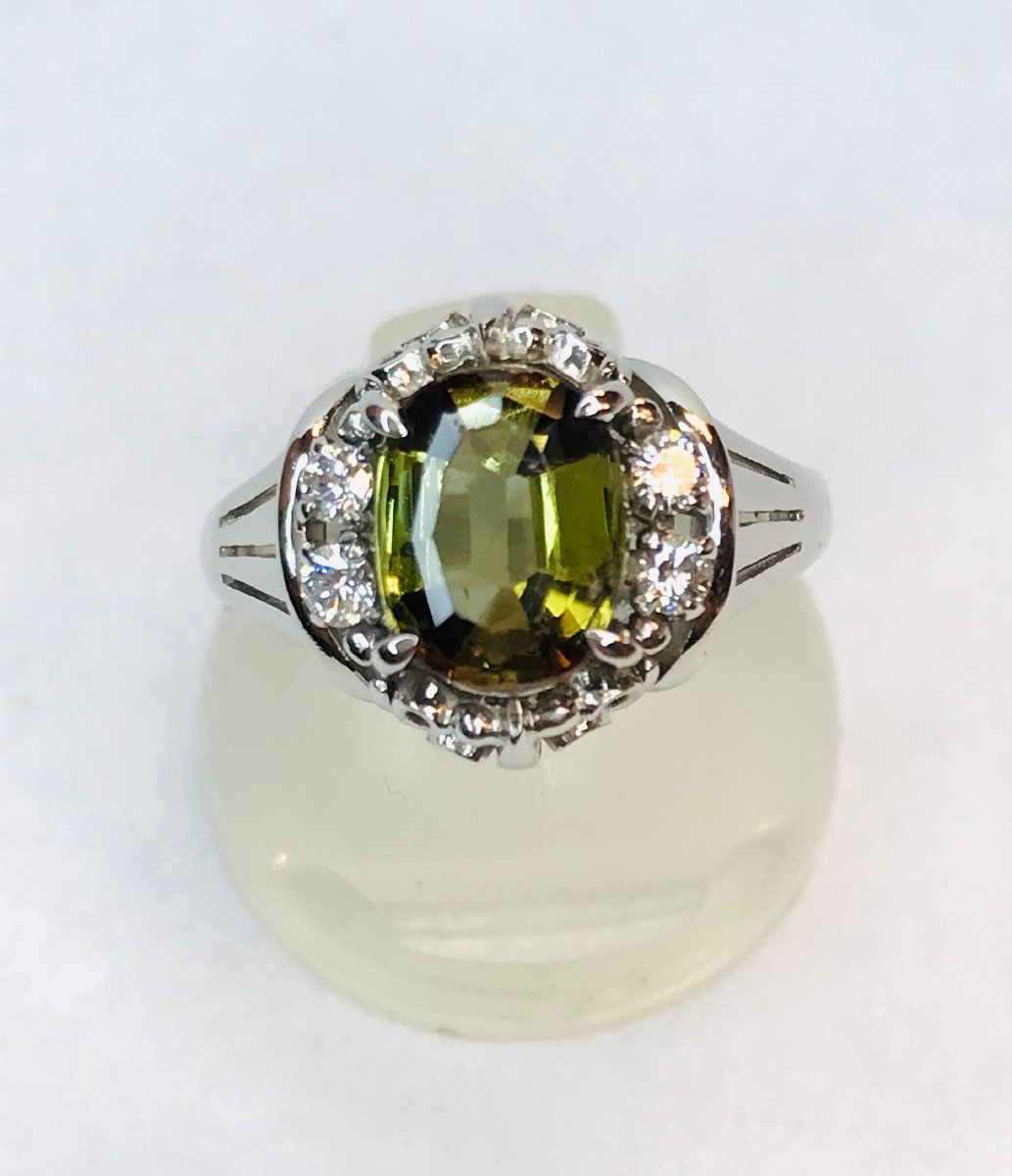 【きれいめファッション51選】上品さと清潔感をキープし qoj.YKO02 PT900 天然アンダリュサイト 1.75ct ダイヤ リング 10号 ソーティング付き その他