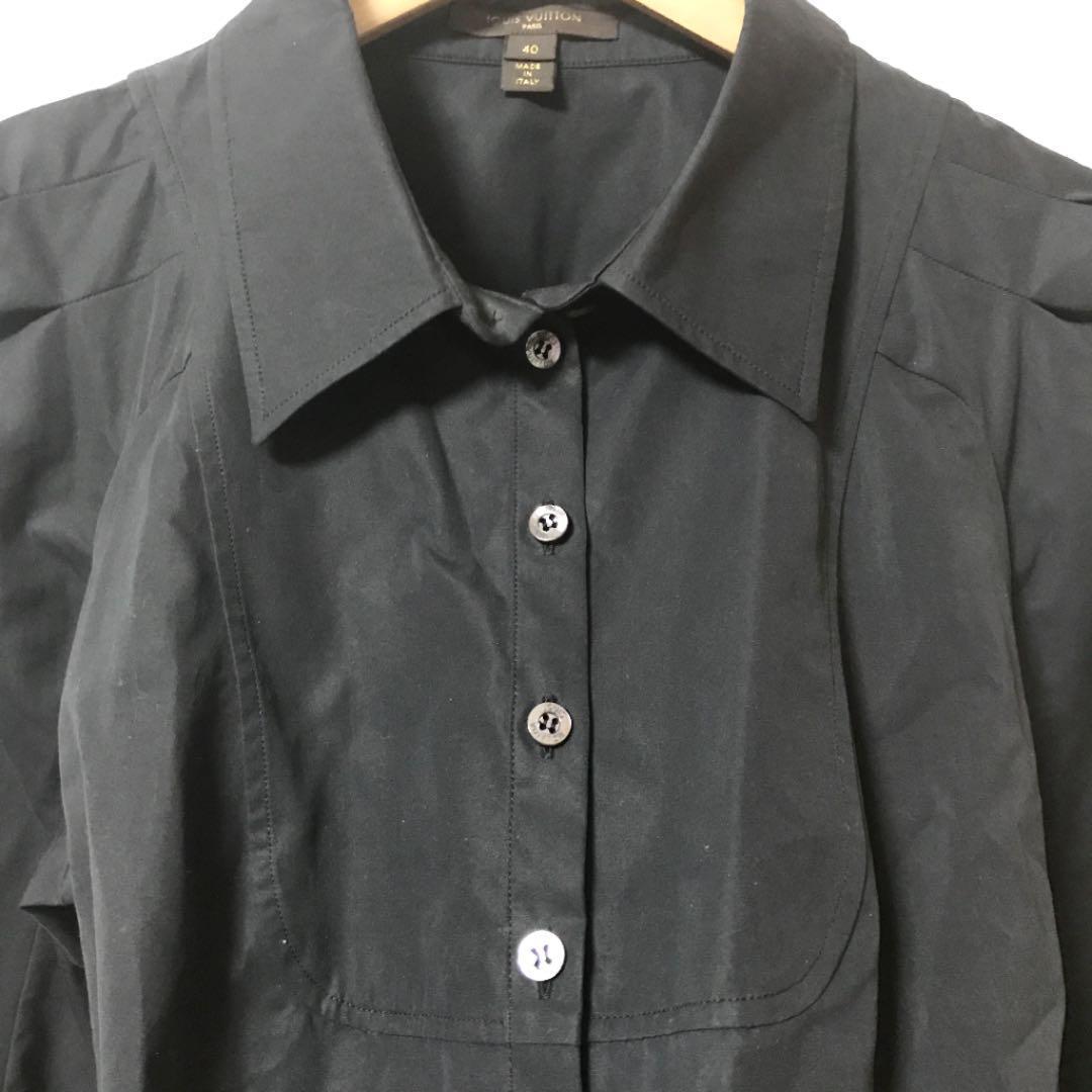 qob.1755 LOUIS VUITTON Louis Vuitton long sleeve shirt 40 size black / black 