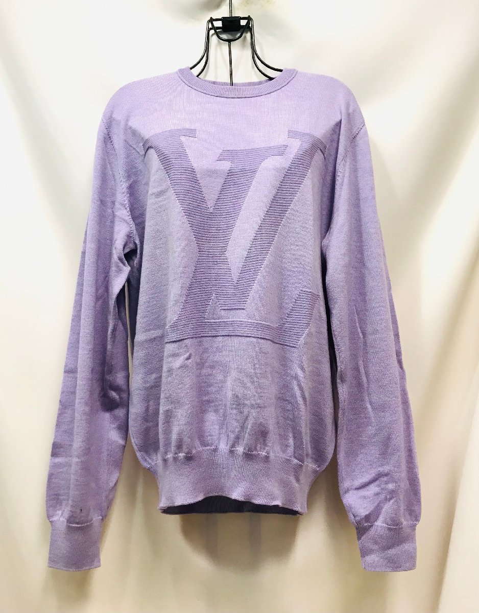 qob.Y5I08 LOUIS VUITTON Louis * Vuitton LV Logo wool knitted wear sweater men's purple series 