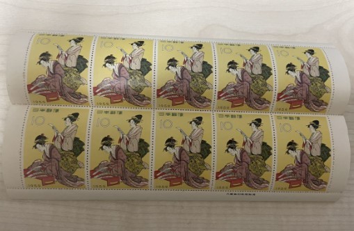 切手趣味週間 1959年 10円 未使用 浮世源氏 切手 シート_画像1