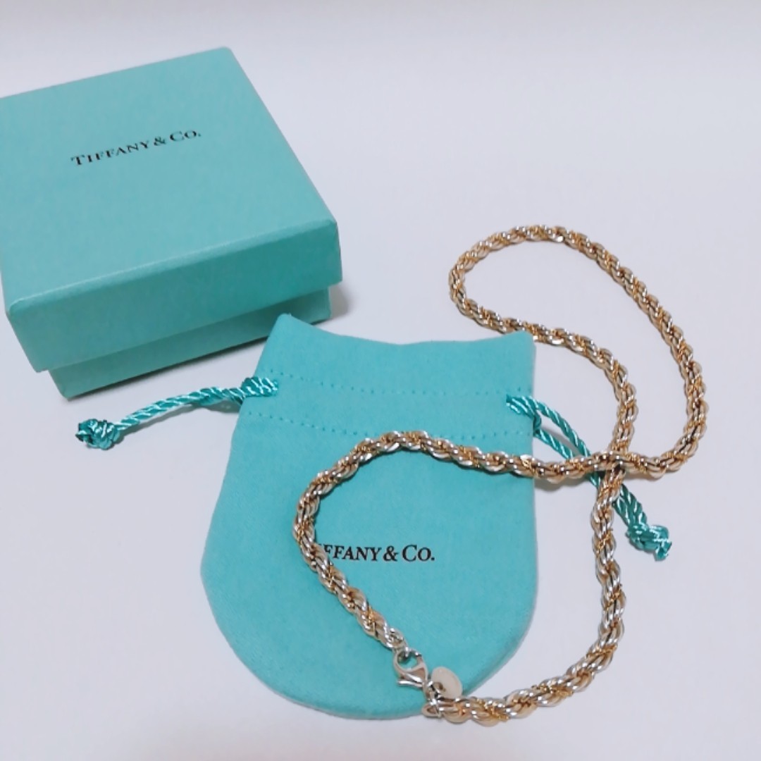  送料無料 美品 vintage Tiffany ツイストネックレス TIFFANY&Co 18金 ネックレスチェーン ティファニー シルバー×ゴールド 即決