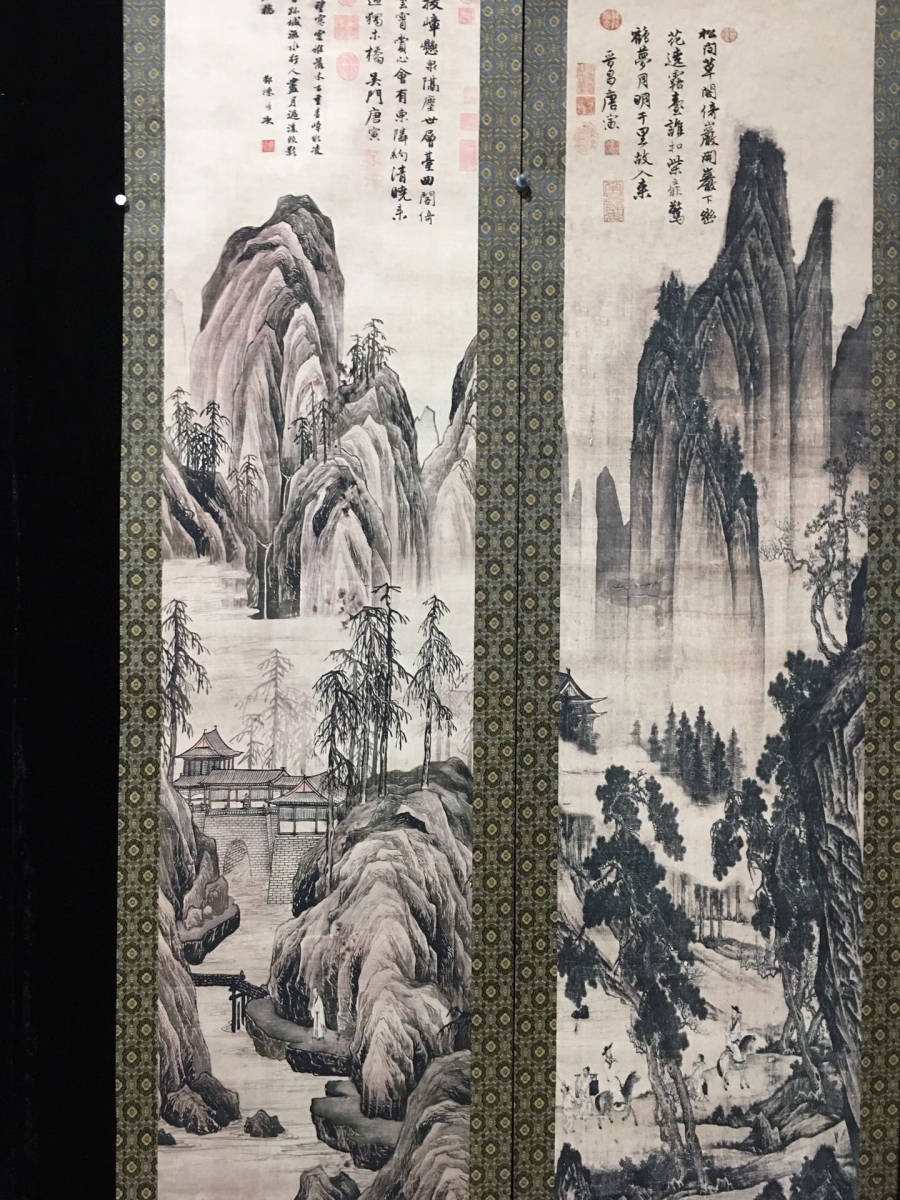 真作・中国書画・四尺中堂画・明代画家唐寅・宣紙・勤讀好學画』肉筆紙