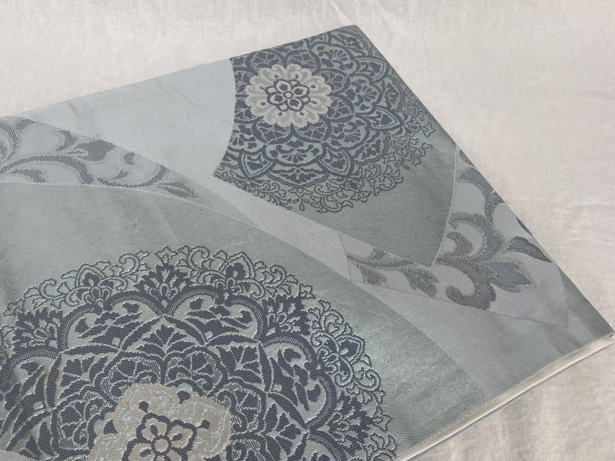  двойной пояс obi синий цвет . рисунок японская одежда кимоно юката ткань ткань Showa Retro 