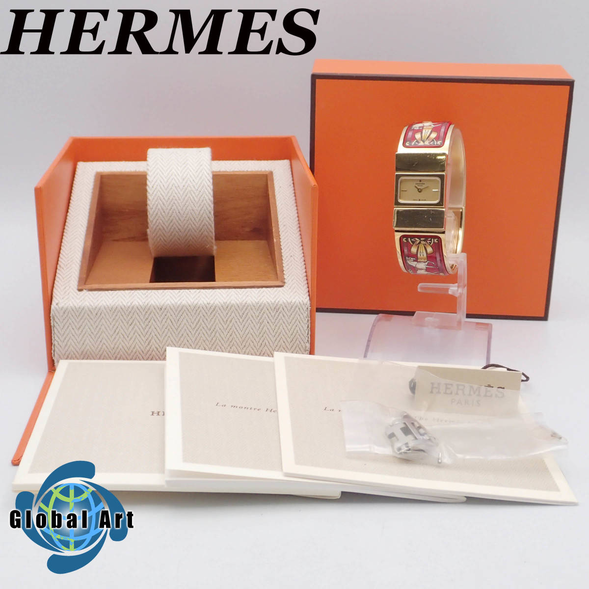 う06086/HERMES エルメス/ロケ/クオーツ/レディース腕時計/バングル