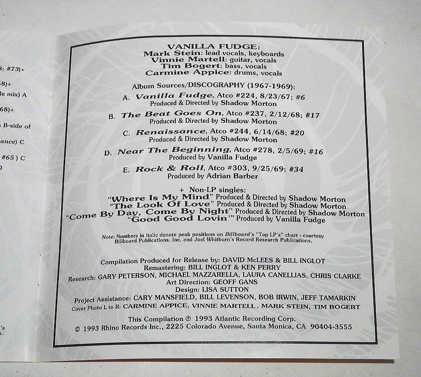 1993年発売＊Rhino編集盤『Psychedelic Sundae★The Best Of Vanilla Fudge』サイケデリック・アートROCK 伝説のヴァニラ・ファッジ_画像8