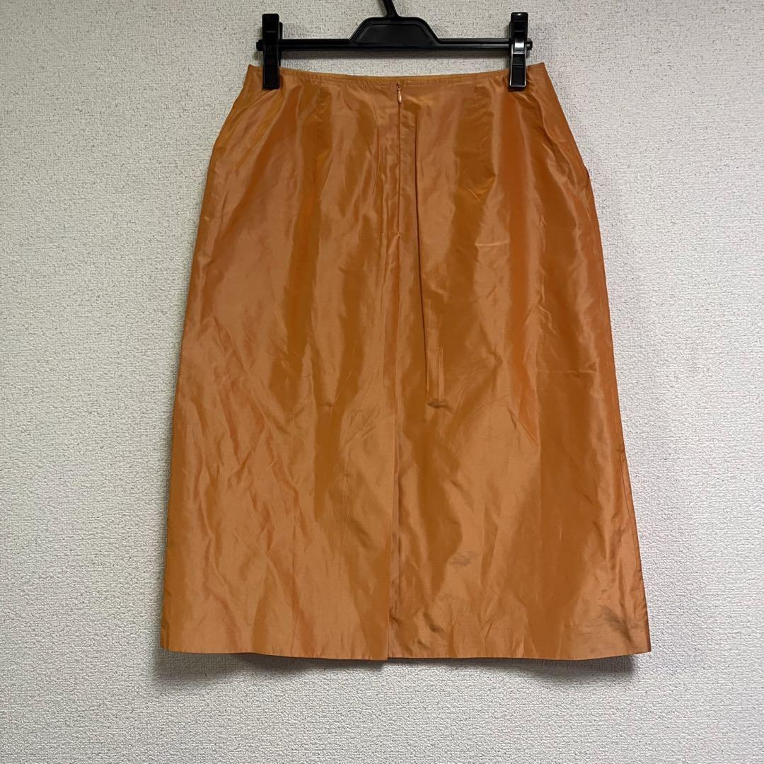 【即納】 MaxMara マックスマーラ シルクタイトスカート オレンジ 42_画像3