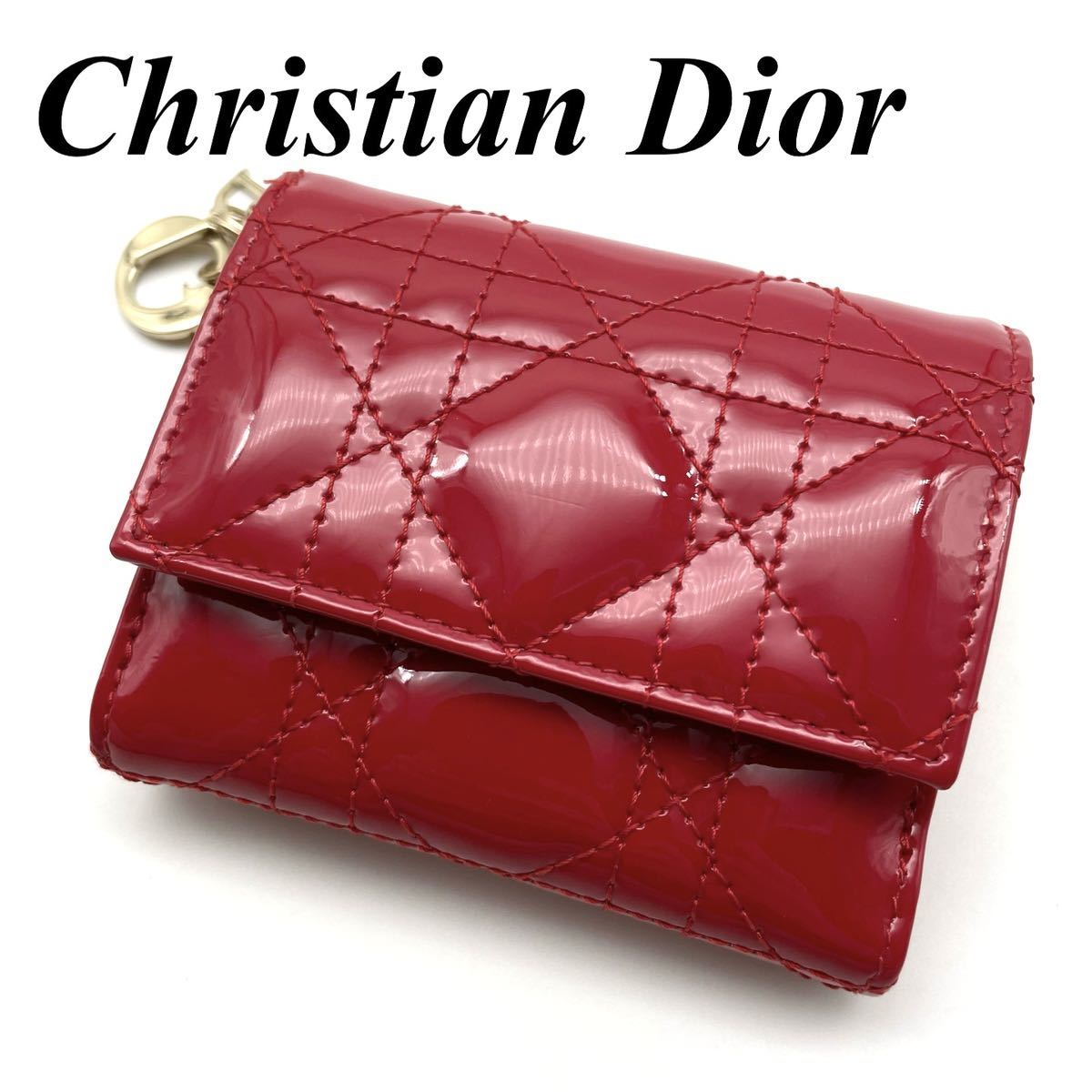 美品 DIOR レディディオール ロータスウォレット カナージュ 財布 ピンク