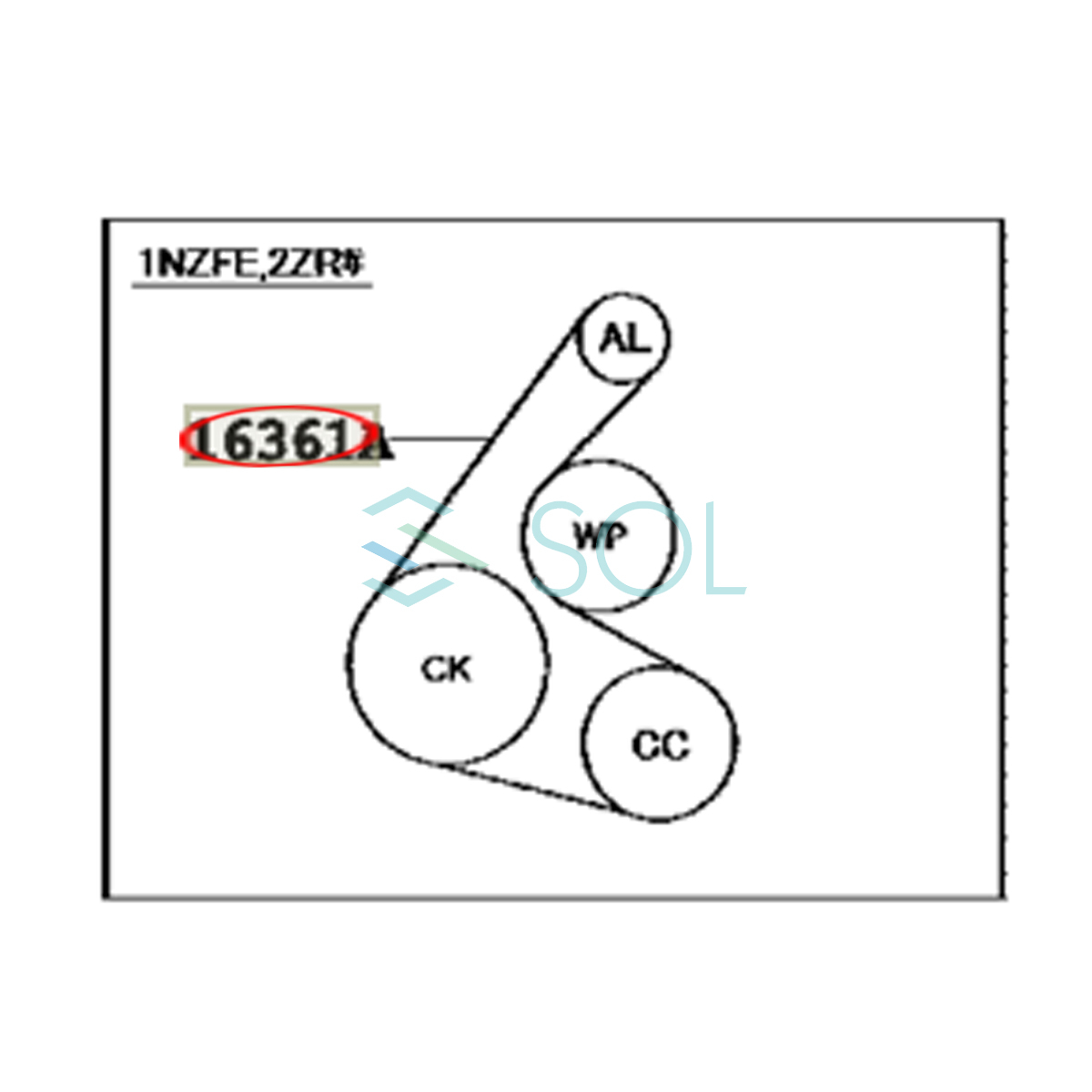 トヨタ プロボックス サクシード(NCP50V NCP51V NCP52V NCP55V NCP58G NCP59G) ファンベルト 4PK-1210 90916-02556 90916-02705_画像2