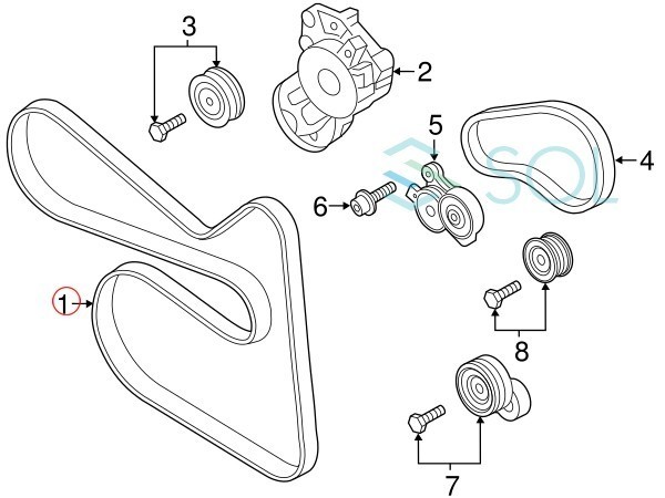 VW ティグアン(5N_) シロッコ(137 138) ポロ(9A4 6R 6C) シャラン(7N1 7N2) ビートル5C1 5C7) ファンベルト 6PK1698 03C260849A_画像3