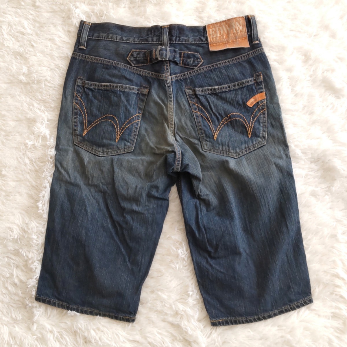 EDWIN EXV половина Denim брюки sinchi задний W32 USED обработка джинсы ji- хлеб 