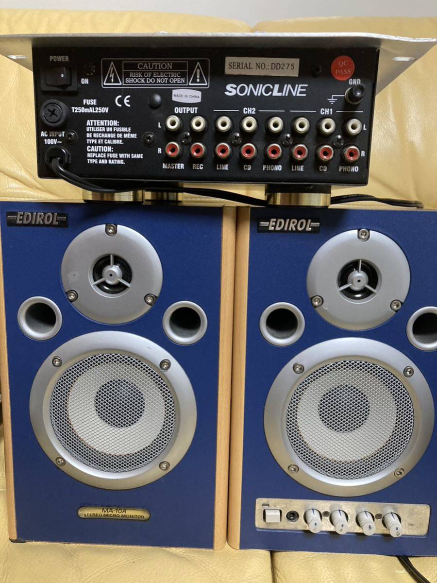 SONICLINE DJミキサーSL-PMPターンテーブルSL-3D×2&スピーカー!フル