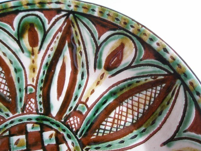  BVLGARY a ceramics tarunovo roasting plate Brown green tea color green 170