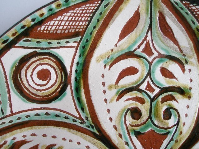 ブルガリア 陶器 タルノヴォ 焼き 皿 イエロー グリーン ブラウン 黄色 緑 茶色 168_画像6
