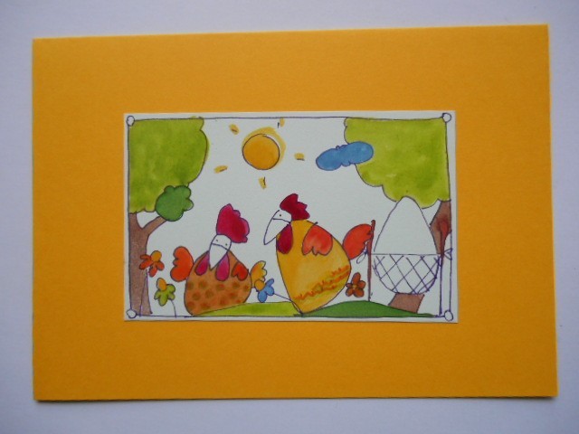  BVLGARY ava-nya hand .. greeting card chicken 01146