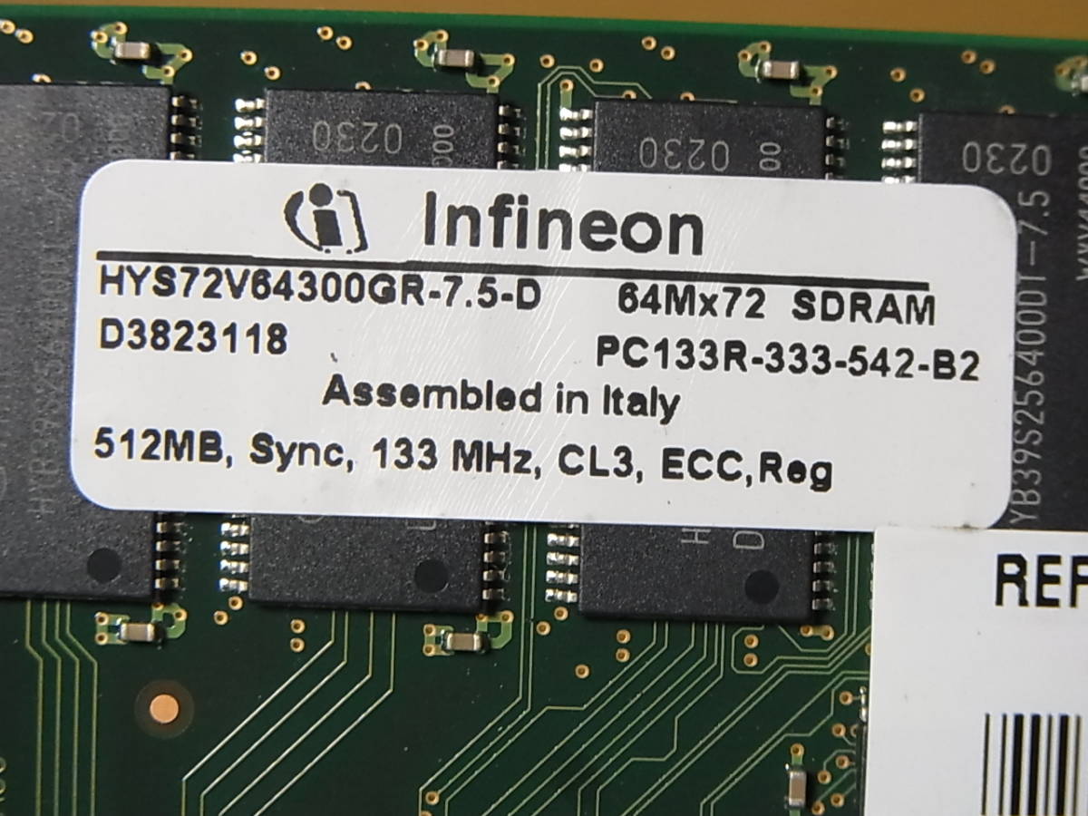 ●HP・COMPAQ純正/Infineon PC133R ECC Registered 512MBx2枚セット●(DDR810)_画像3