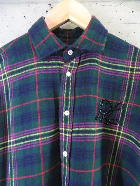 9280c135◆良品です◆ビーズ装飾◆Ralph Lauren ラルフローレン タータンチェック 長袖ネルシャツ 4/ジャケット/トラッド/アメカジ/メンズ_画像3