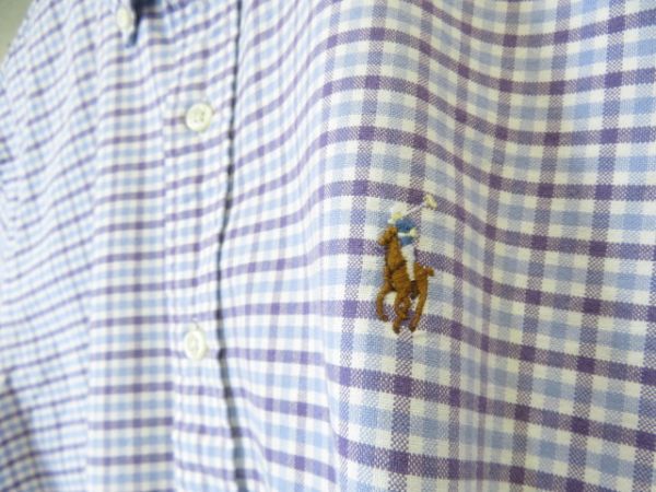 001c22◆良品です◆Ralph Lauren ラルフローレンボタンダウン半袖チェックシャツ オックスフォードシャツ M/ジャケット/トラッドアメカジ_画像4