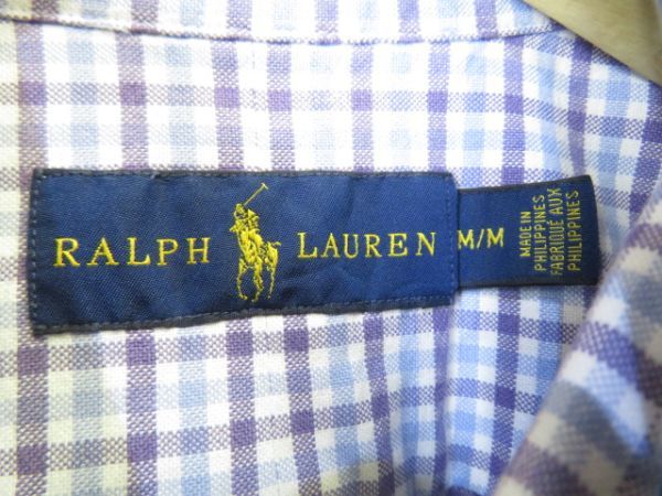 001c22◆良品です◆Ralph Lauren ラルフローレンボタンダウン半袖チェックシャツ オックスフォードシャツ M/ジャケット/トラッドアメカジ_画像10