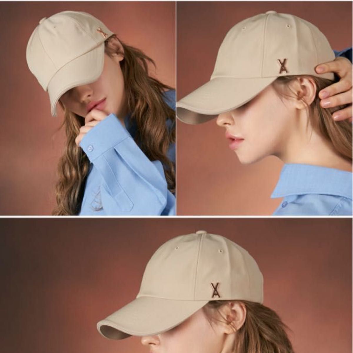 VARZAR 637 公式品バザールベージュキャップ ゴールドスタッド - 帽子