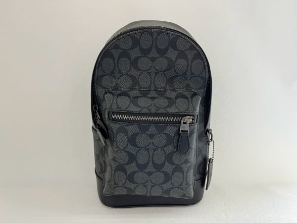 コーチ COACH ボディバッグ ワンショルダーバッグ PVC+レザー ブラック