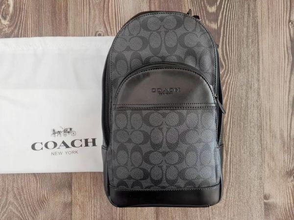 コーチ COACH PVC+レザー ボディバッグ ワンショルダーバッグ ブラック