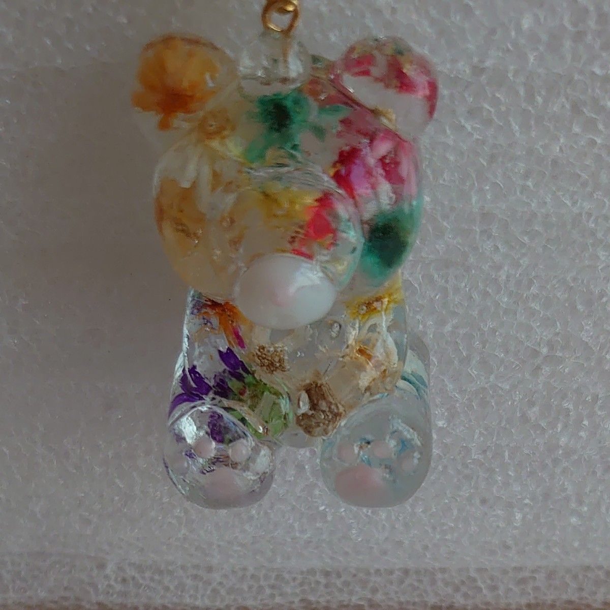 ハンドメイドお花クマキーホルダー(レジン)|PayPayフリマ