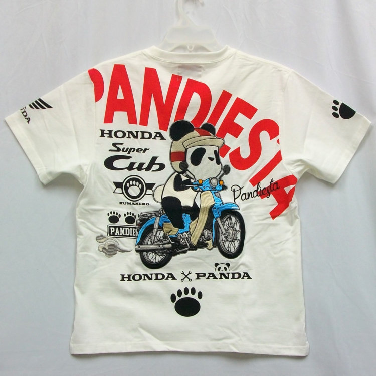 ホンダ HONDA×パンディエスタ PANDIESTA コラボ半袖Tシャツ 523503 スーパーカブ ホワイト XL LL 2L アメカジ バイク キャラクター