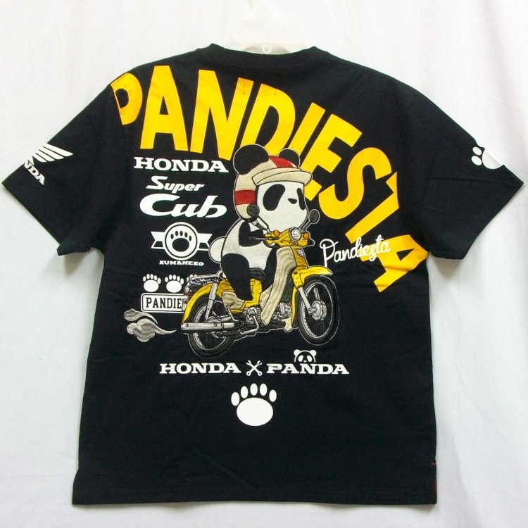 ホンダ HONDA×パンディエスタ PANDIESTA コラボ半袖Tシャツ 523503 スーパーカブ ブラック XL LL 2L アメカジ バイク キャラクター