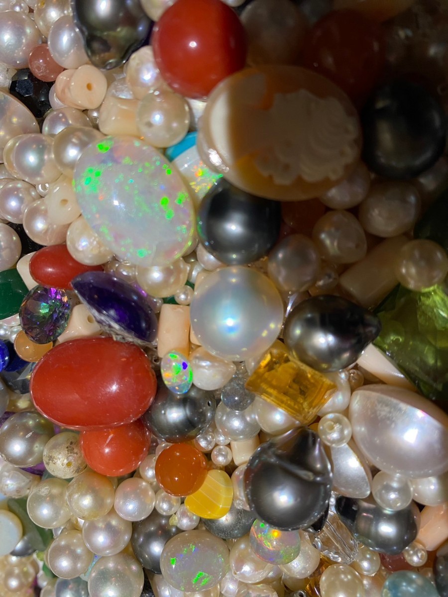 大量 総重量 1Kg 以上 カメオ PERL 本真珠 天然 ダイヤ アクアマリン