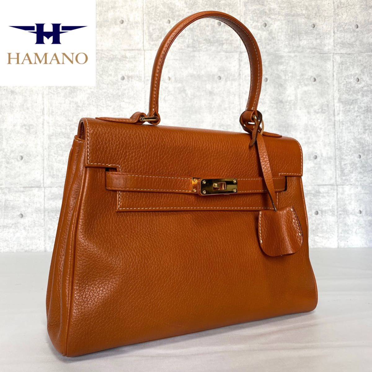 極美品 HAMANO ハマノ 濱野皮革工藝 皇室御用達 ハンドバッグ トート