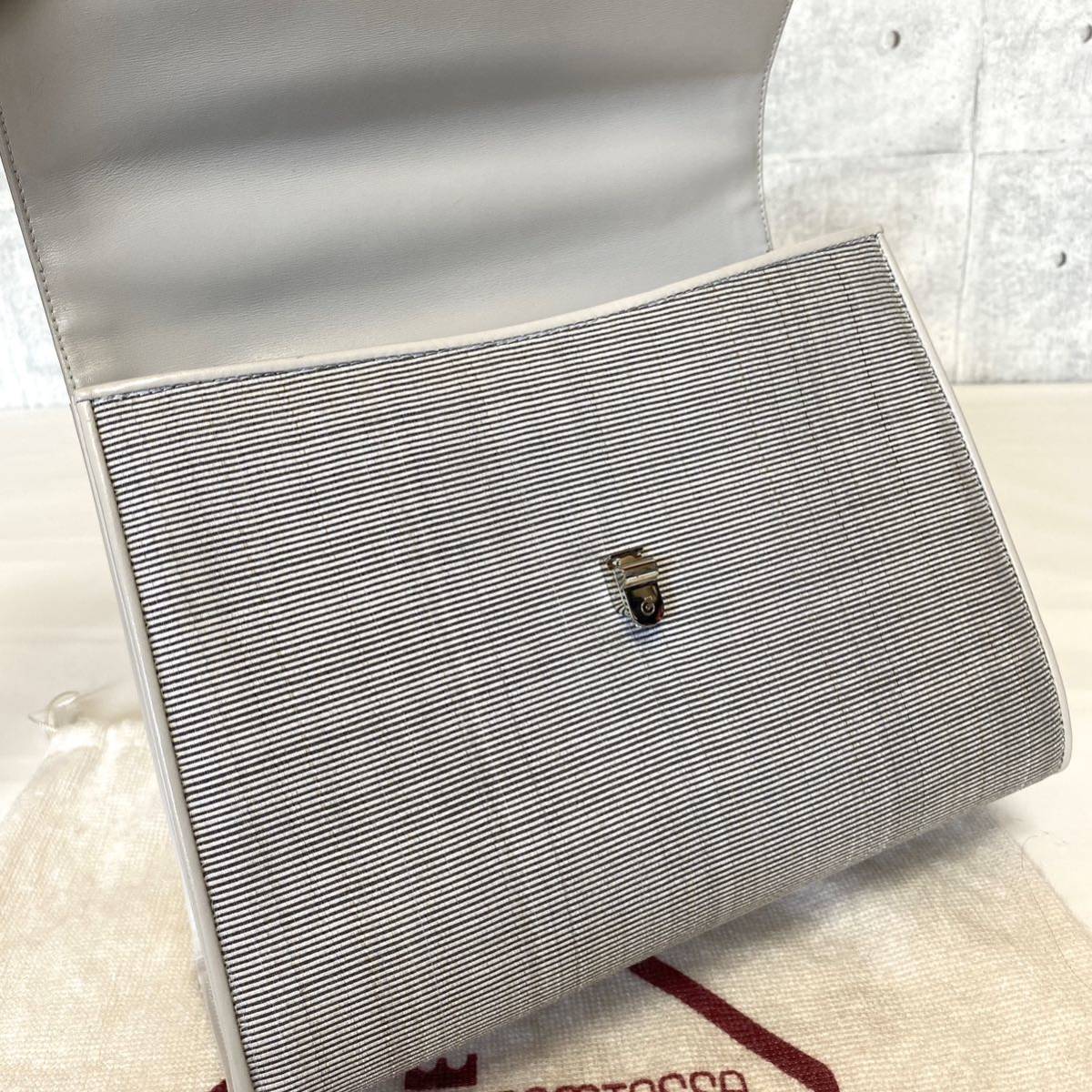 極美品 COMTESSE 定価45万円 コンテス ホースヘア×レザー シルバーグレー シルバー金具 ハンドバッグ トートバッグ ショルダー ドイツ製 COMTESSE ホースヘア×レザー レッド シルバー金具 ハンドバッグ