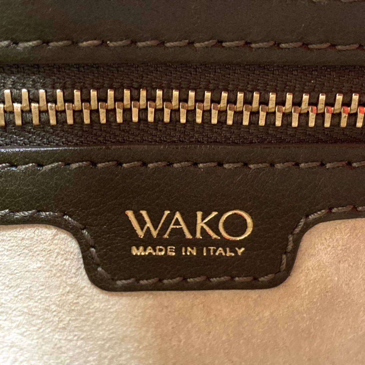 極美品 WAKO ワコウ 銀座 和光 ブラウン×カーキ チェーン シルバー金具 レザー×スウェード ハンドバッグ トートバッグ